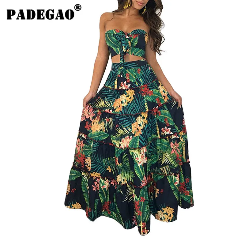 PADEGAO Boho Сексуальный Женский комплект из двух предметов укороченный топ с