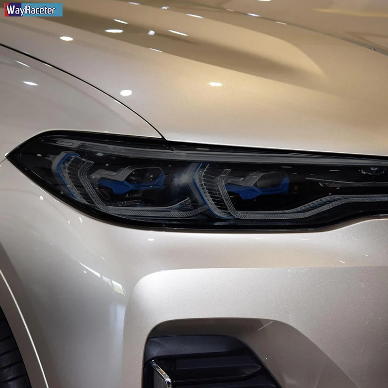 2 Pcs Car Headlight Protective Film Headlamp Restoration Transparent Black TPU Sticker For BMW X7 G07 2019 2020 - Accessories