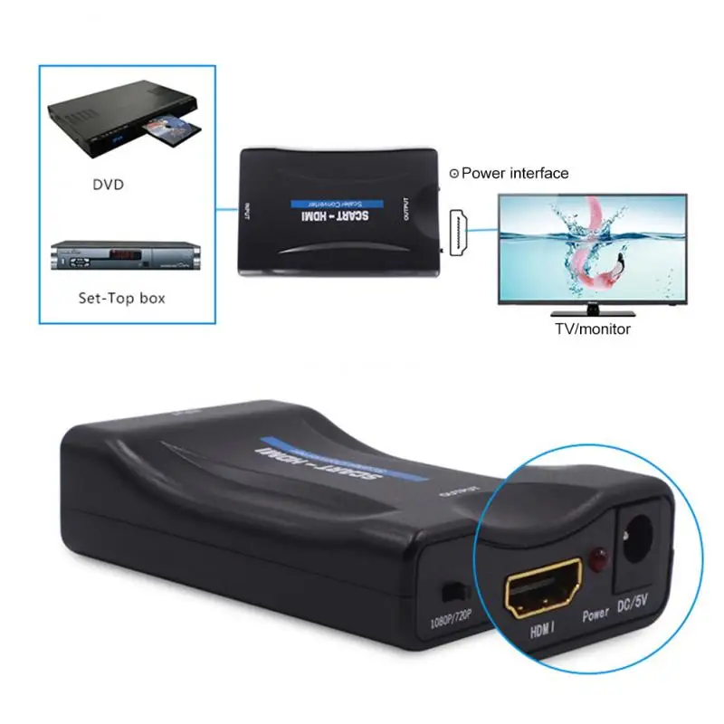 Высококлассный преобразователь 1080P SCART в HDMI-совместимый для видео аудио адаптер HD