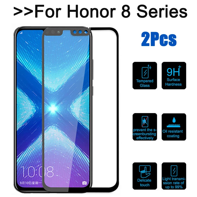 2 шт. Защитное стекло для huawei Honor 8X max 8C 8A 8 Lite светильник защита экрана закаленное