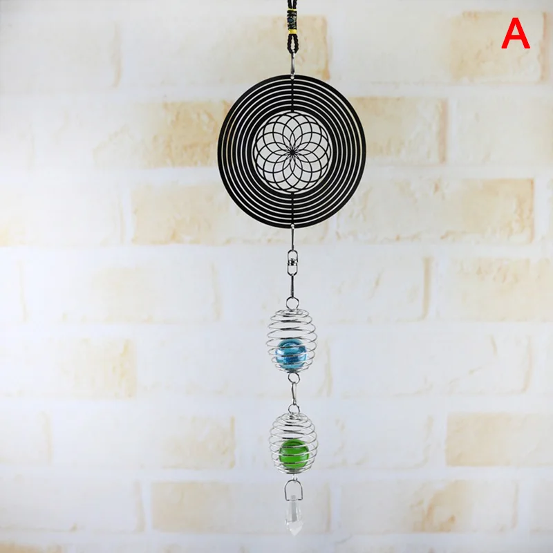 

3D Metal Hanging Spinner Wind Chime with Spiral Tail Ball Center Home Decor dzwonki wietrzne BDF99