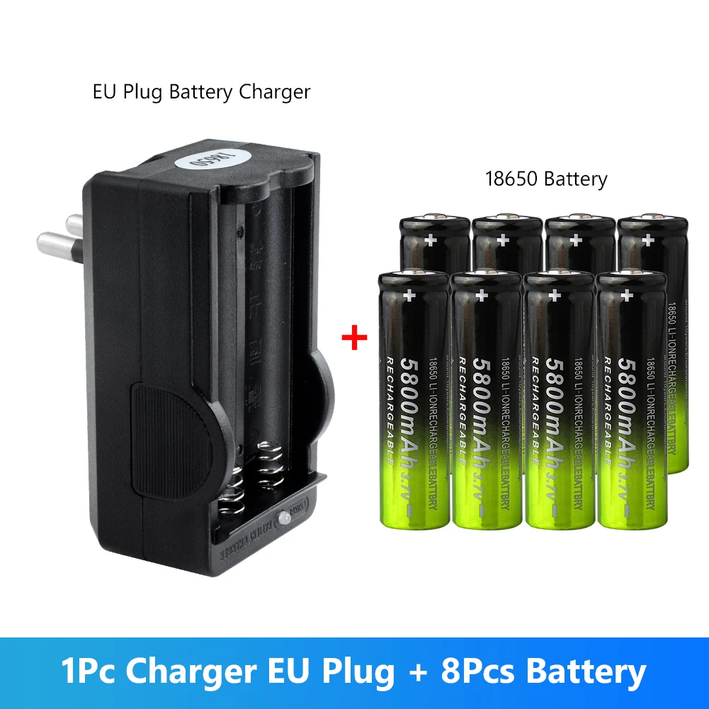8 шт 3 7 V 18650 5800mAh аккумулятор литий ионная литиевая аккумуляторная батарея с