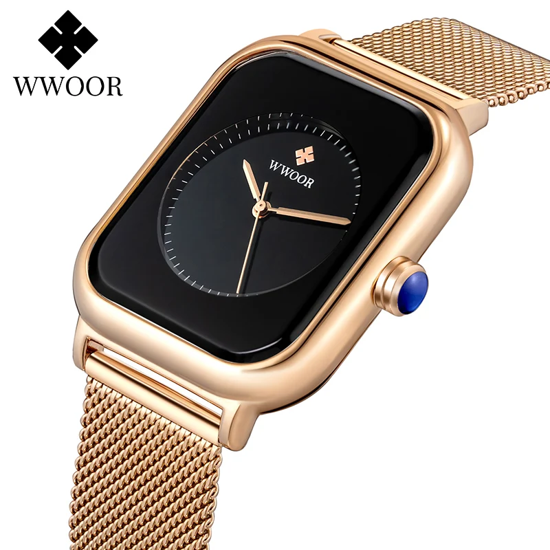 Роскошные женские часы montre femme 2021 из розового золота известного бренда WWOOR модные