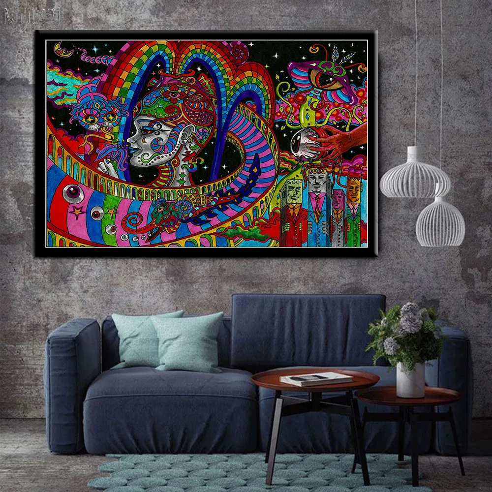 Плакаты и принты психоделическая футболка абстрактный кислота ЛСД акриловые