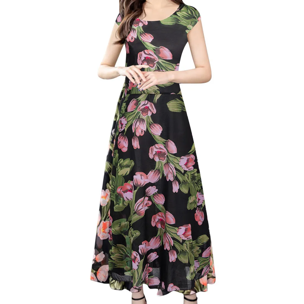 Женское длинное платье макси с цветочным принтом вечерние платья больших