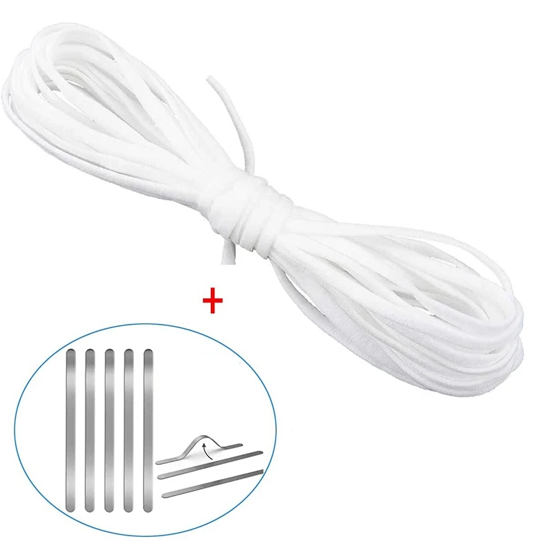 

Elastic Bands for Sewing and Face Coverings - 42 Yards,About 1/4 Inch Elastic and Aluminum Strips (100 PCS) for DIY