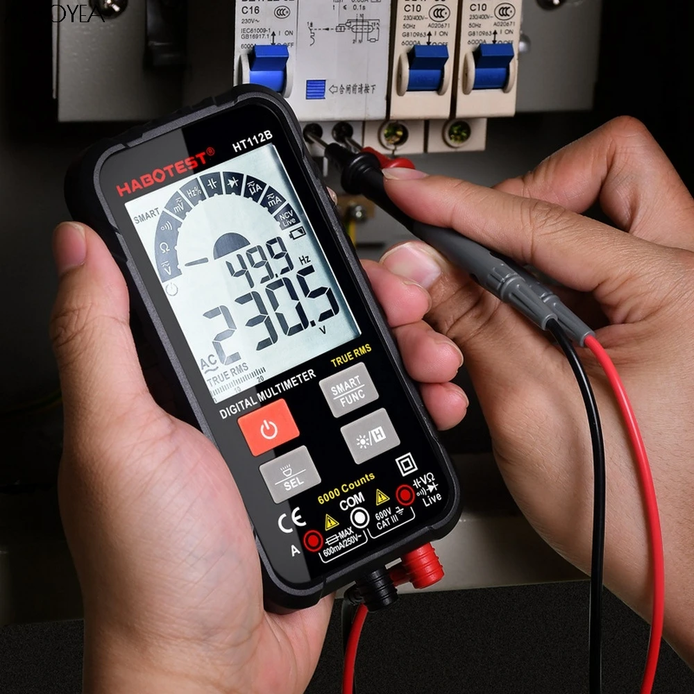 

Professional Smart Digital Multimeter True RMS Multimetro Auto Range 600V Voltmeter Amp Ohm Hz Capacitance Battery Tester HT112B