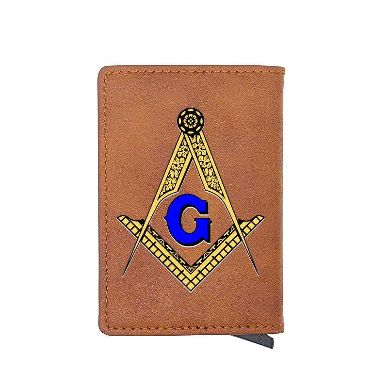 

New Arrivals Free and Accepted Masons Logo Card Holder Wallet Classic Men Women Leather Rfid Aluminum Short Purse