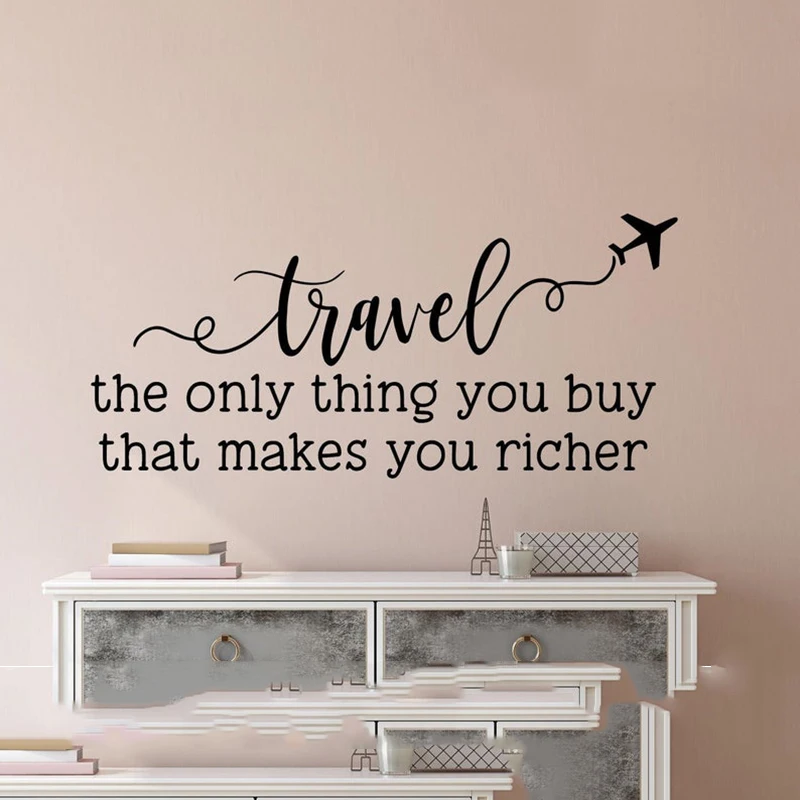 

Travel wall decor - Travel vinyl decal- Travel photo wall - Travel the only thing you buy that makes you richerA6-021