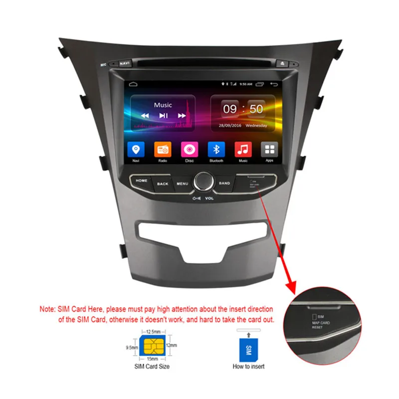 4G SIM LTE автомобильный DVD плеер для SsangYong Ssang Yong Actyon 2014 Korando Octa Core 2 Гб RAM Android 6 0 GPS Радио