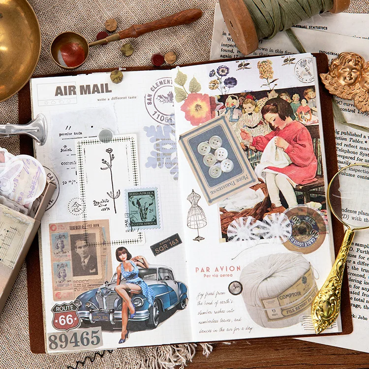 80pcs/set Vintage Objects Journal Decorative Stickers Scrapbooking Stick Label Diary Stationery Album Matchbox | Канцтовары для