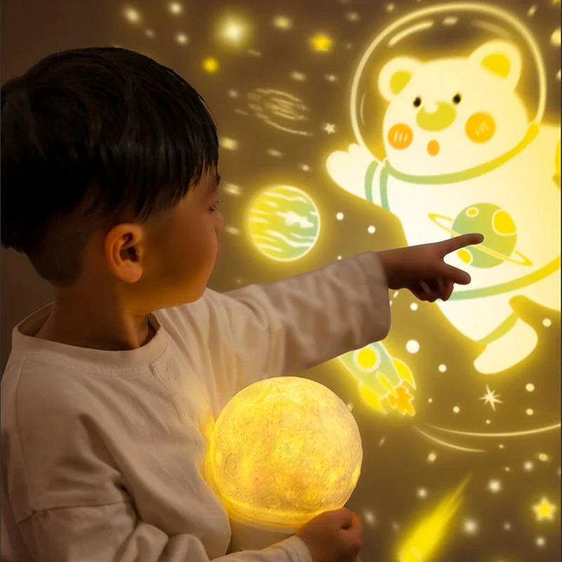 

3D Moon Starry Sky Projection Lamp Rotating Atmosphere Moon Lamp Children's Gift Home Bedroom Decor LED Night Light Dropshipping