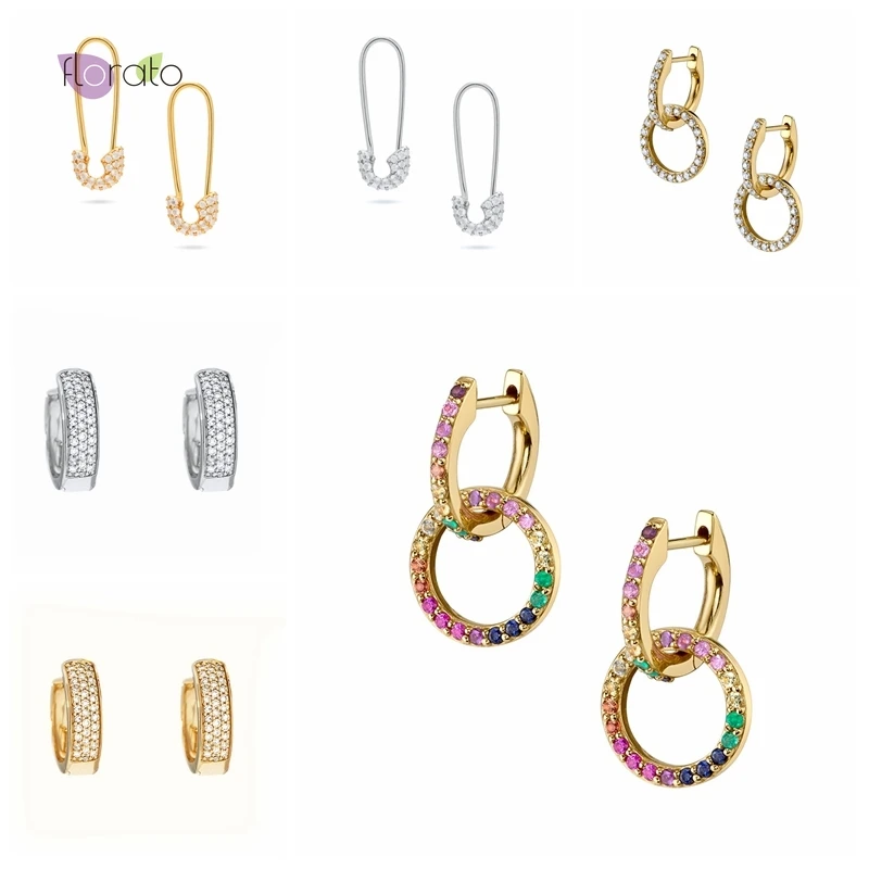 

925 Silver Korean Crystal Elegant Hoop Earrings Minimalist For Women Earrings Exquisite Jewelry Birthday Gifts Wedding Banquets