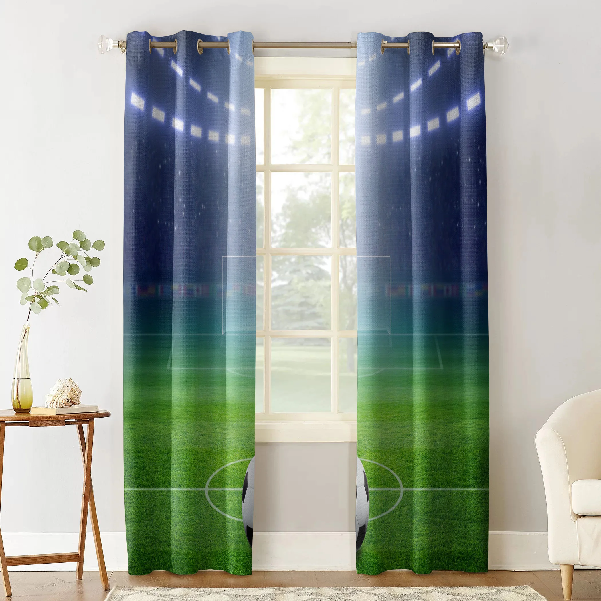 Футбол Зеленый Стадион огни окна занавески s Спальня Кухня Декор панели для