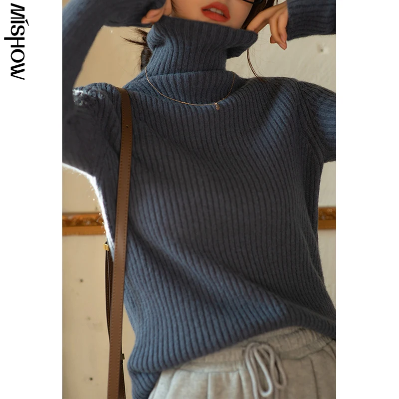 Женский однотонный вязаный свитер повседневный теплый пуловер модель MX20D5599 на