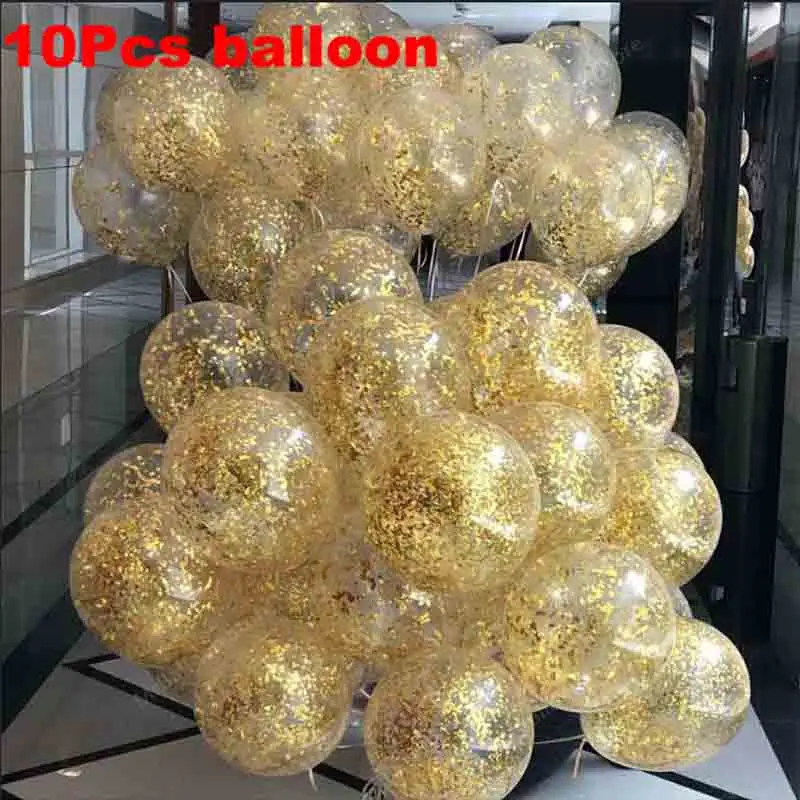 10Pcs balloon 10 шт Прозрачные Шары конфетти далд звезда баллон из гелий детский душ балон надувной шар День рождения деко взрослый Свадебный шар - Цвет: 10Pcs balloon
