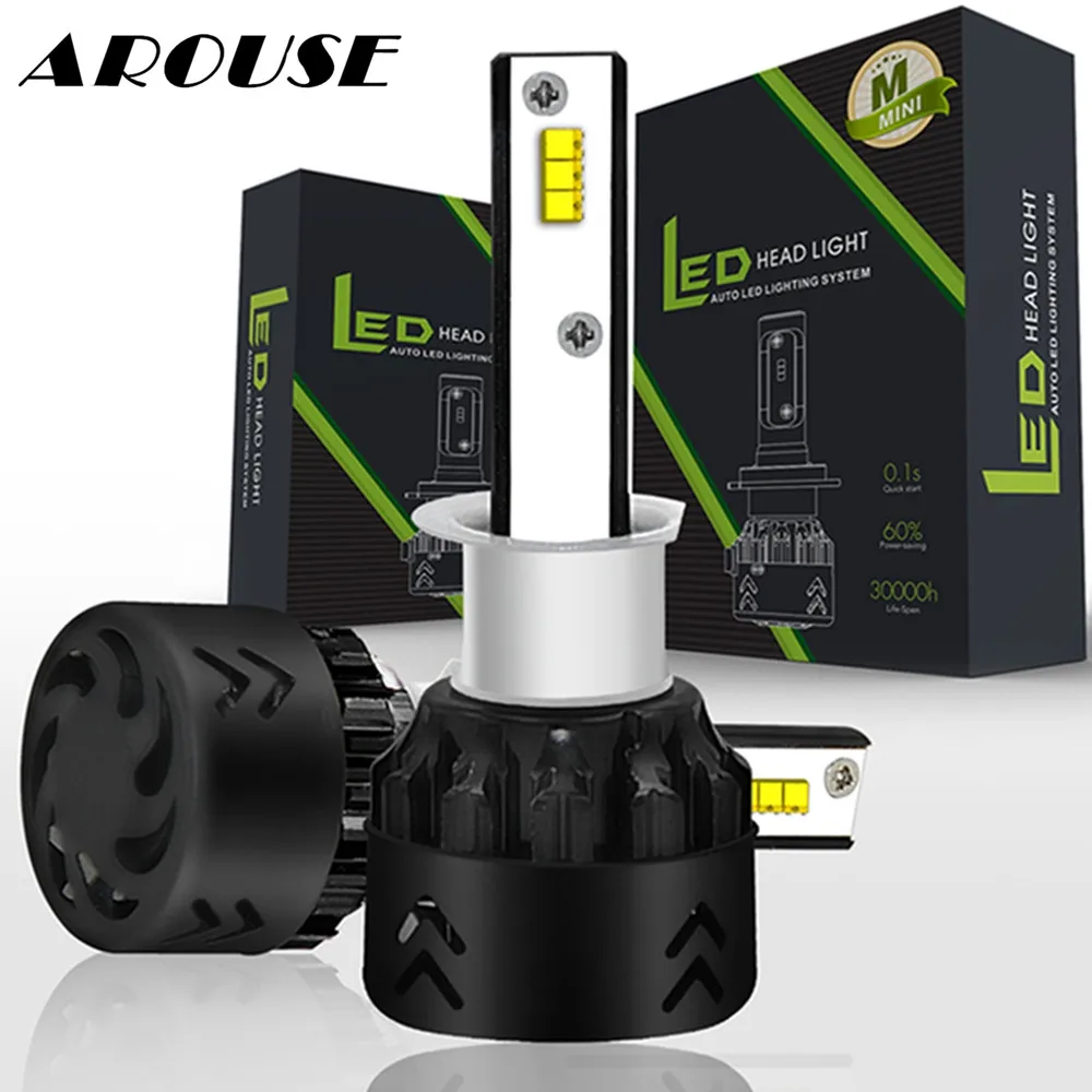 AROUSE Mini 8 H1 H7 H11 9005 9006 COB светодиодный лампы для передсветильник Фар H4