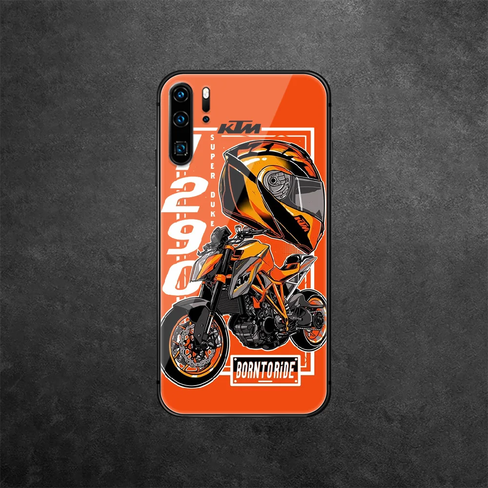 

Motorcycle KT Brand Tempered Glass Phone Case Cover For Huawei Honor Mate P 7 8 9 10 20 30 40 A X I Pro Lite Smart 2019 Coque