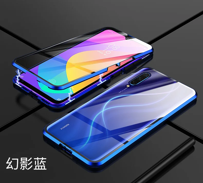 Двойной защитный чехол из закаленного стекла для Xiaomi mi A3 9 Lite CC9E mi 9T Pro металлический магнит 360 полностью прозрачный стеклянный чехол