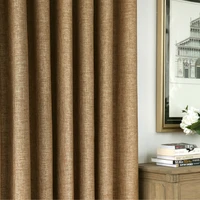 simple and modern blackout curtains pure color imitation linen curtains custom for living room bedroom