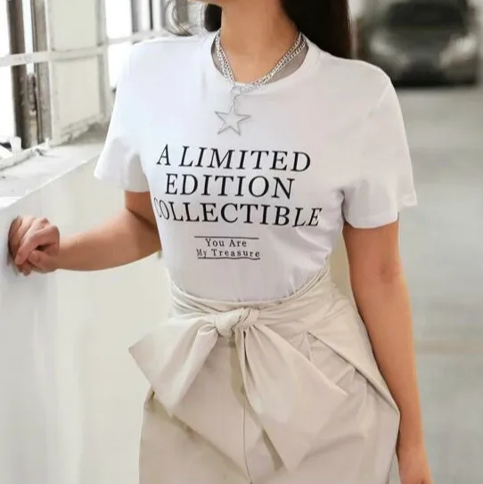 

VIP HJN A Limited Edition Collectible Letter Printed Summer Fashion Casual Funny Harajuku Hipster 90s Fashion Cute Women Tee