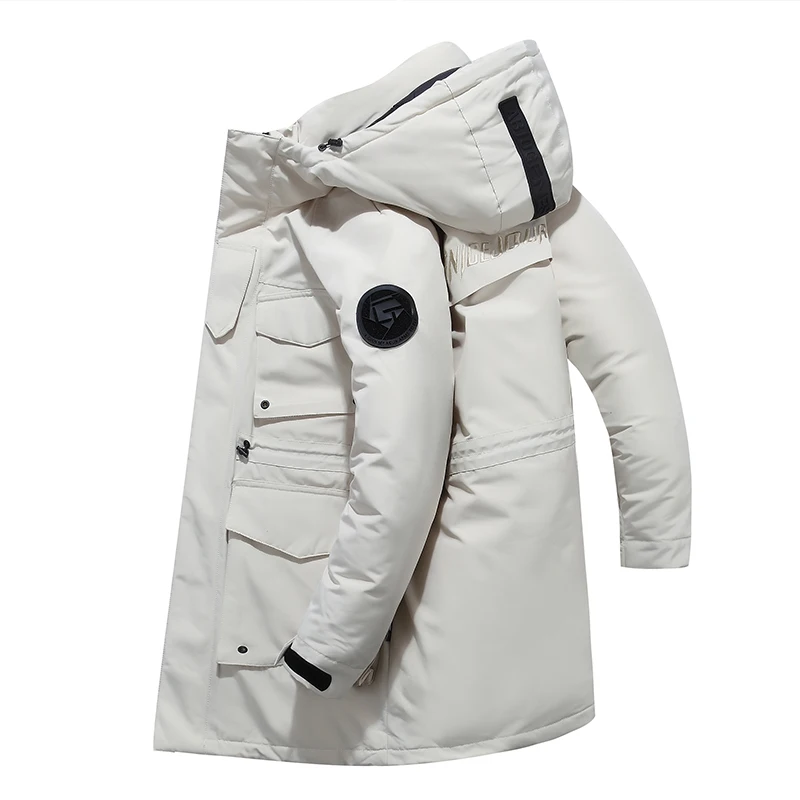 New Winter thickened men 90% white duck Hooded down jacket man Thick warm Casual Loose windproof Cargo Parka Outwear coat | Мужская