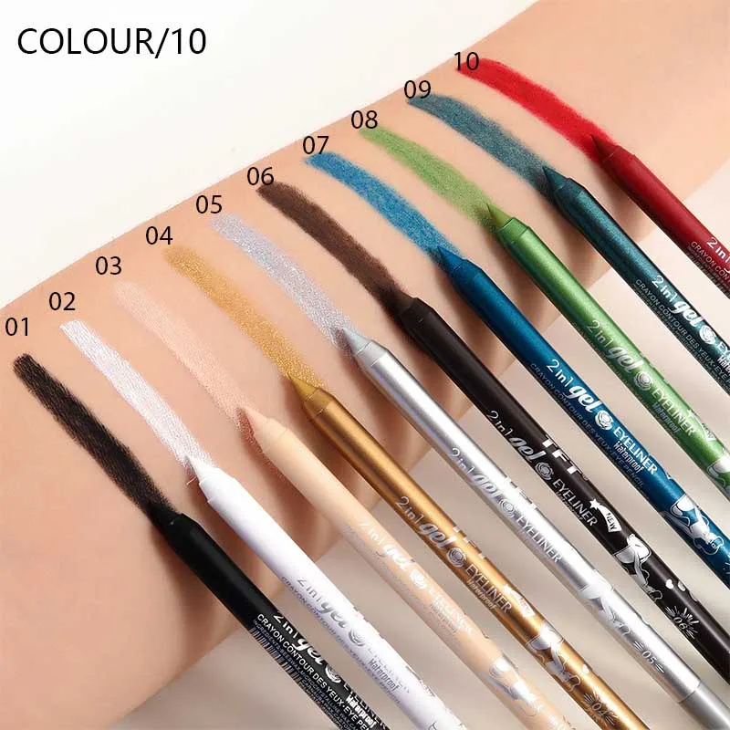 

New 10 Colors Eyeliner Gel Pen Silky Golden White Brown Red Quick Dry Eyeliner Waterproof Sweat Proof Eyes Makeup TSLM1