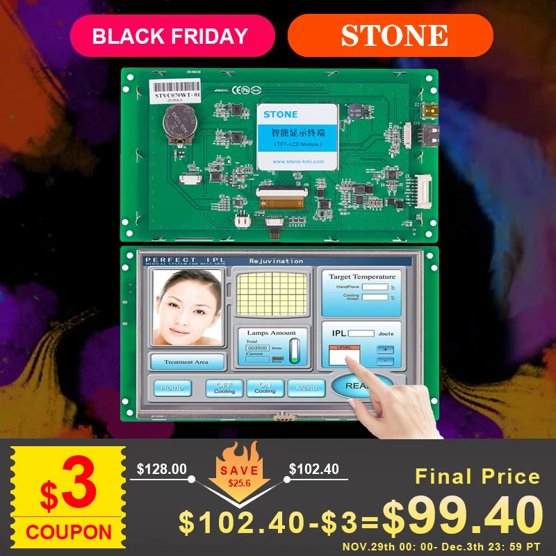 

7 дюймов HMI на тонкопленочных транзисторах на тонкоплёночных транзисторах ЖК-дисплей модуль встроенный сенсорный Дисплей Поддержка Интерф...