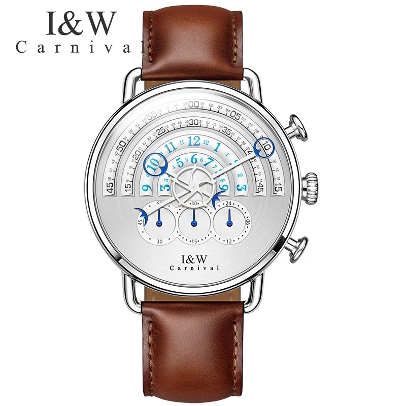 CARNIVAL Luxury Brand Fashion Watch Man Waterproof Unique Chronograph Runway Dial Sport Quartz Wristwatch 2021 Relogio Masculino