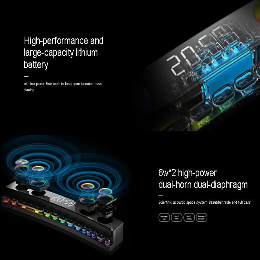 Game Speaker Soundbar Alarm Clock Radio Computer Speakers Pc Stereo  Hifi Surround Sound With Mechanical Button Led Light enlarge