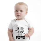 Мой старшая сестра имеет принт в виде лап, яркий хлопковый комбинезон для маленьких мальчиков и девочек, детская одежда, наряды 0-18 месяцев