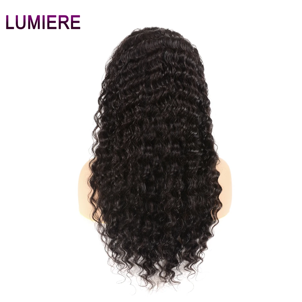 Lumiere Hair Brazilian Deep Wave Lace Front Human Wigs Pre Plucked With Baby Remy Natural Black | Шиньоны и парики
