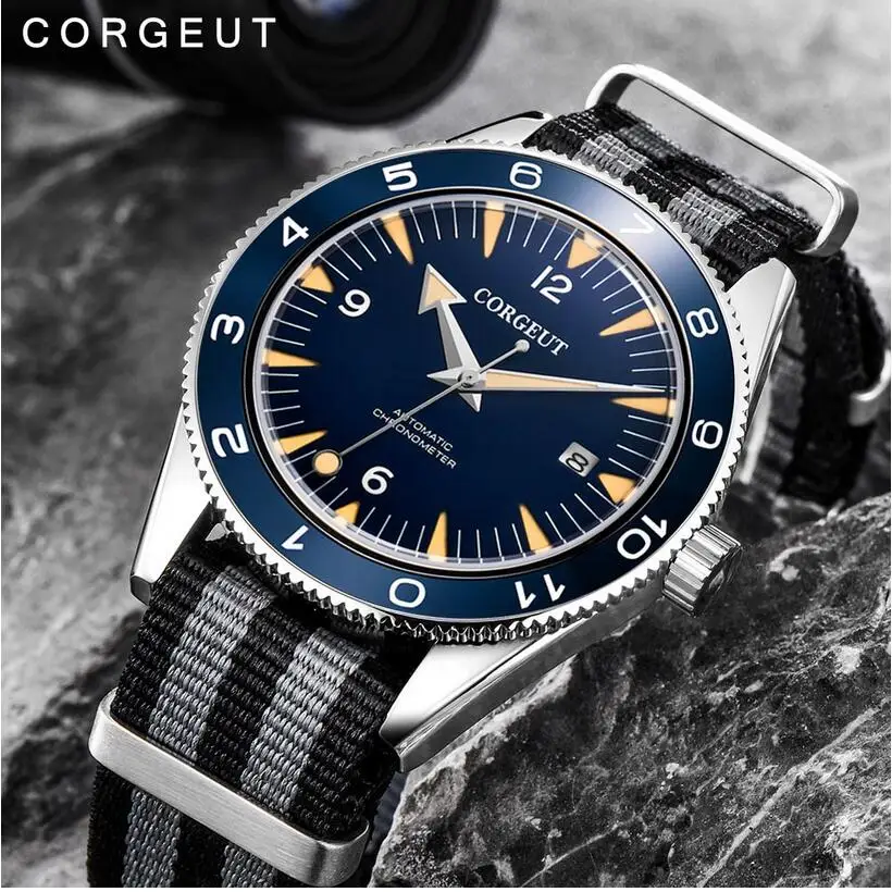 

41mm corgeut black sterile dial luminous hand ceramic bezel miyota 8215 Automatic mens Watch Luxury Brand Top Mechanical Watches