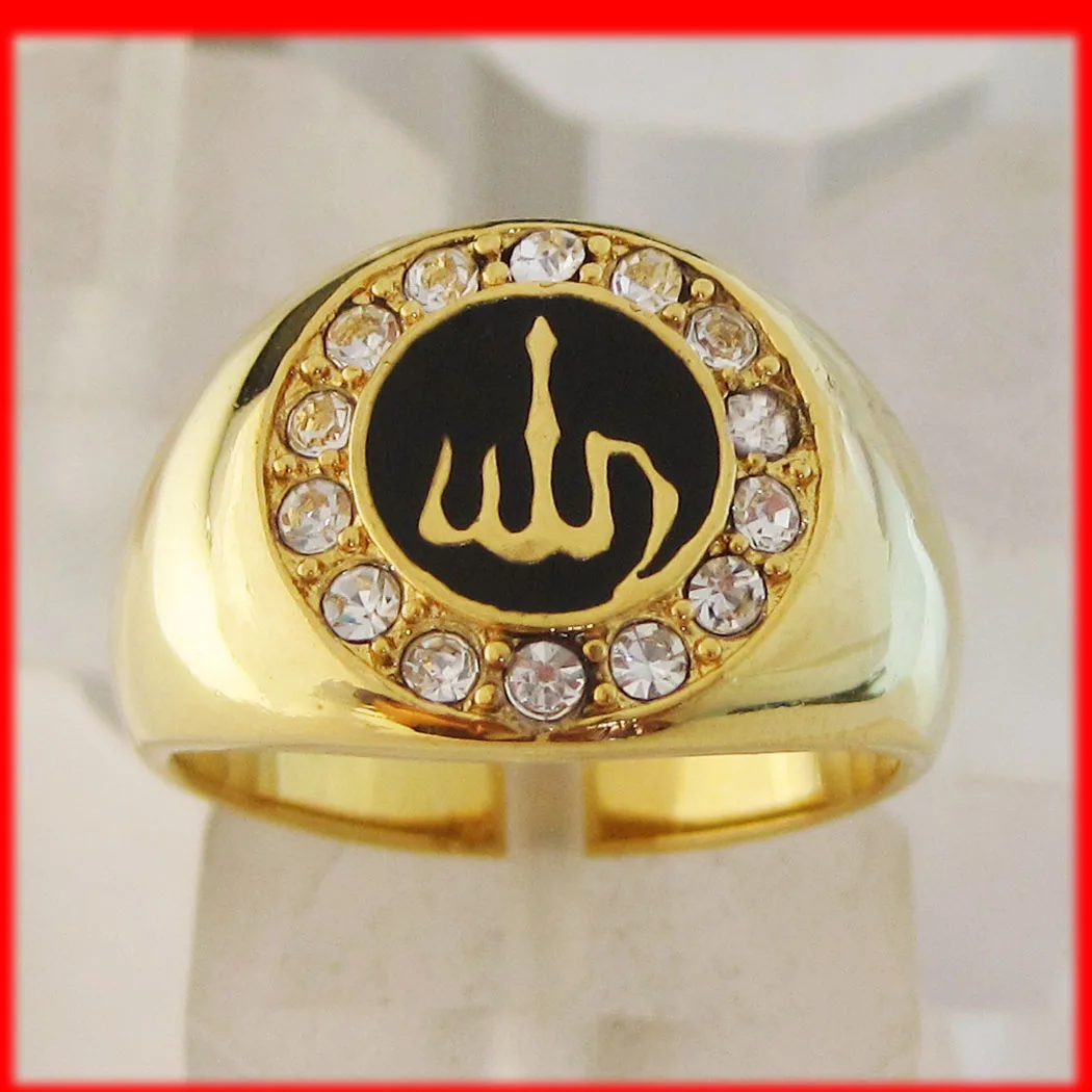 Женский золотого цвета заполненное Латунное МУСУЛЬМАНСКОЕ АЛЛАХ БОГ CZ Камни