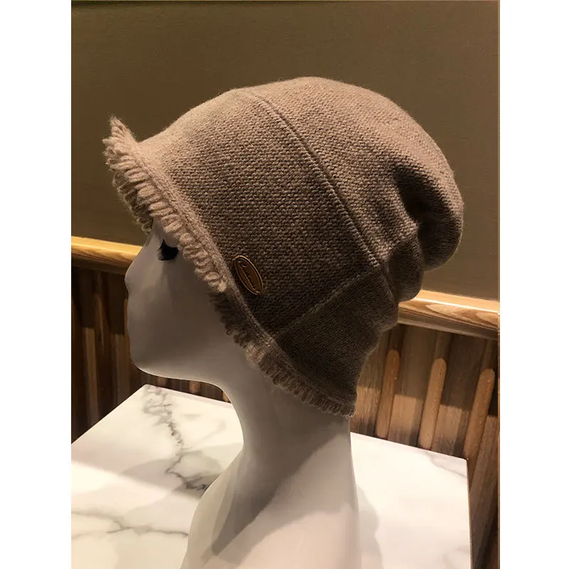 Warm Pure Cashmere Hat In Autumn and Winter. Comfortable Cashmere Knit Hair Cap. Fisherman Hat Warm and Leisure