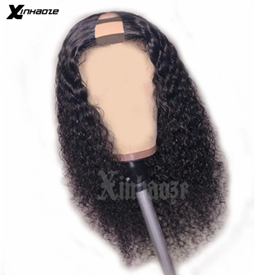 2*4 ''U часть парик кудрявые человеческие волосы для женщин 130 150 180 Плотность