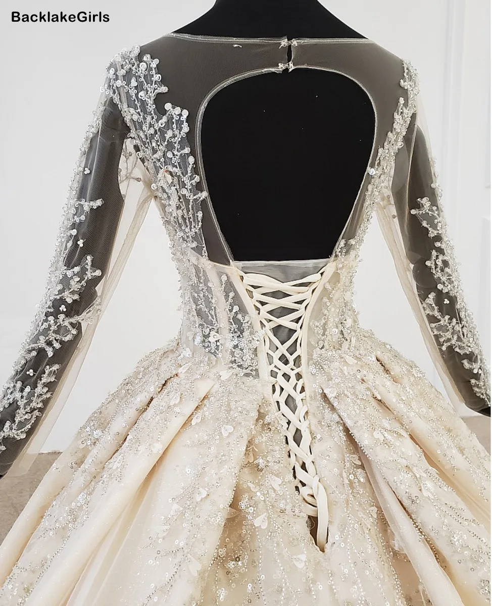 Свадебное платье принцессы 2020 богемное свадебное с длинным рукавом и v-образным