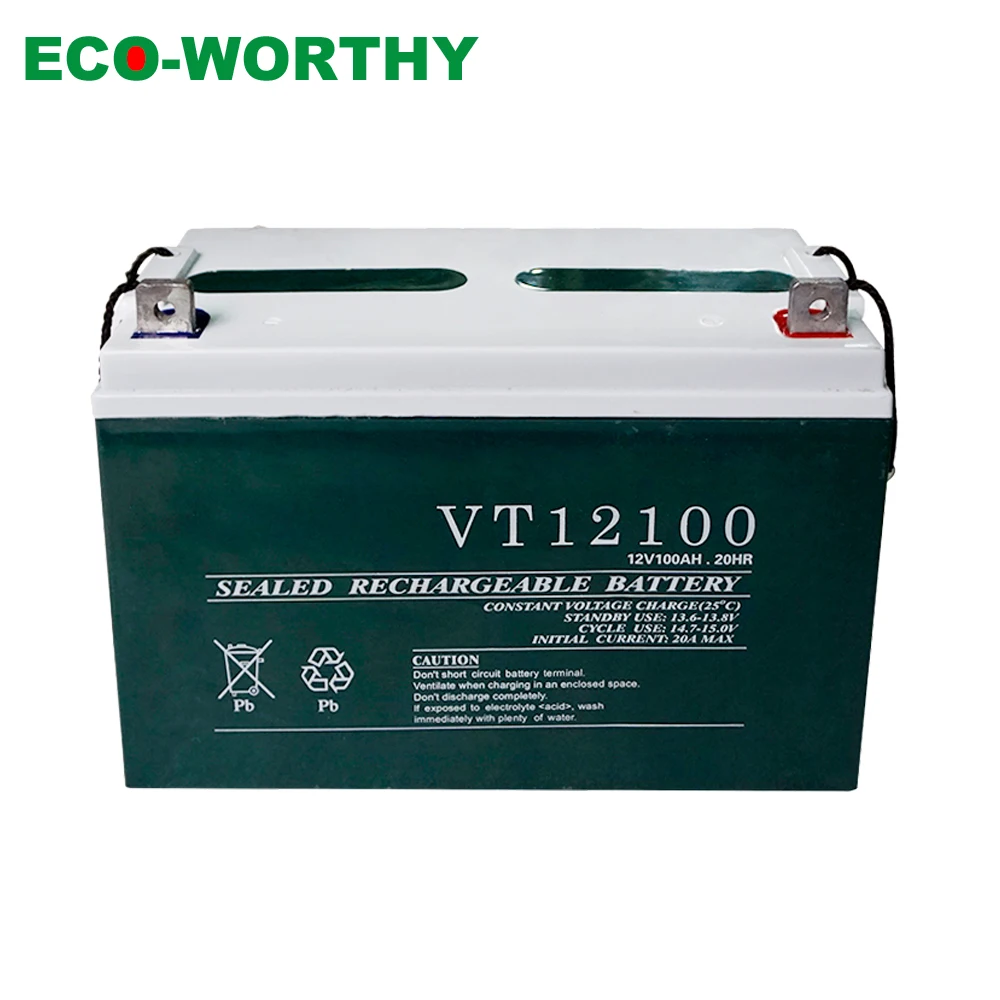 ECOWORTHY 12V 100AH батарея герметичная AGM батарея глубокого цикла 100Ah 12V батарея глубокого цикла перезаряжаемая RV кемпинг солнечная вне сети