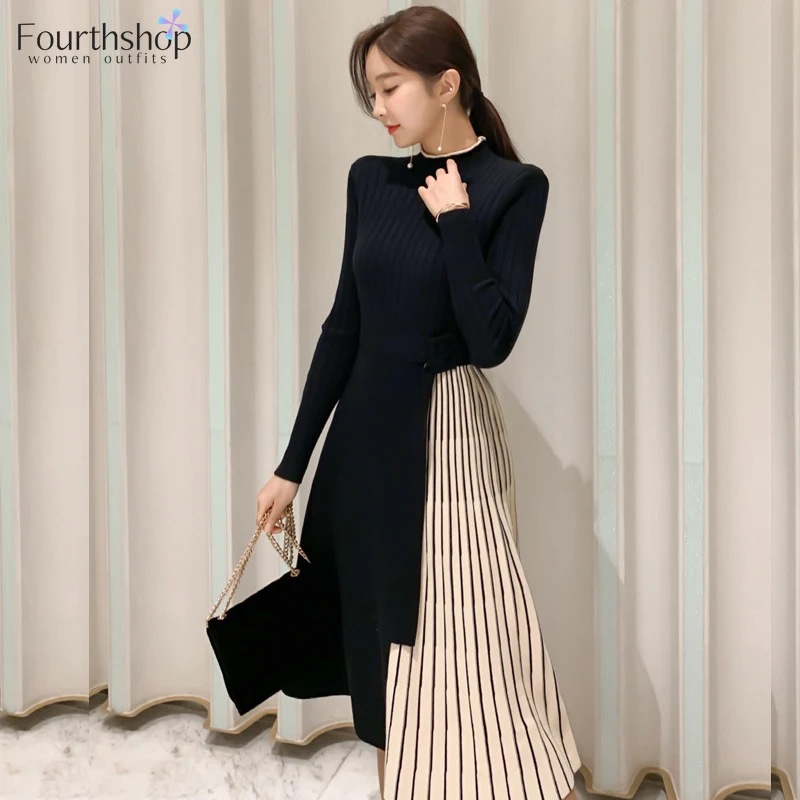 Женское трикотажное платье-свитер элегантное плотное теплое платье-трапеция в