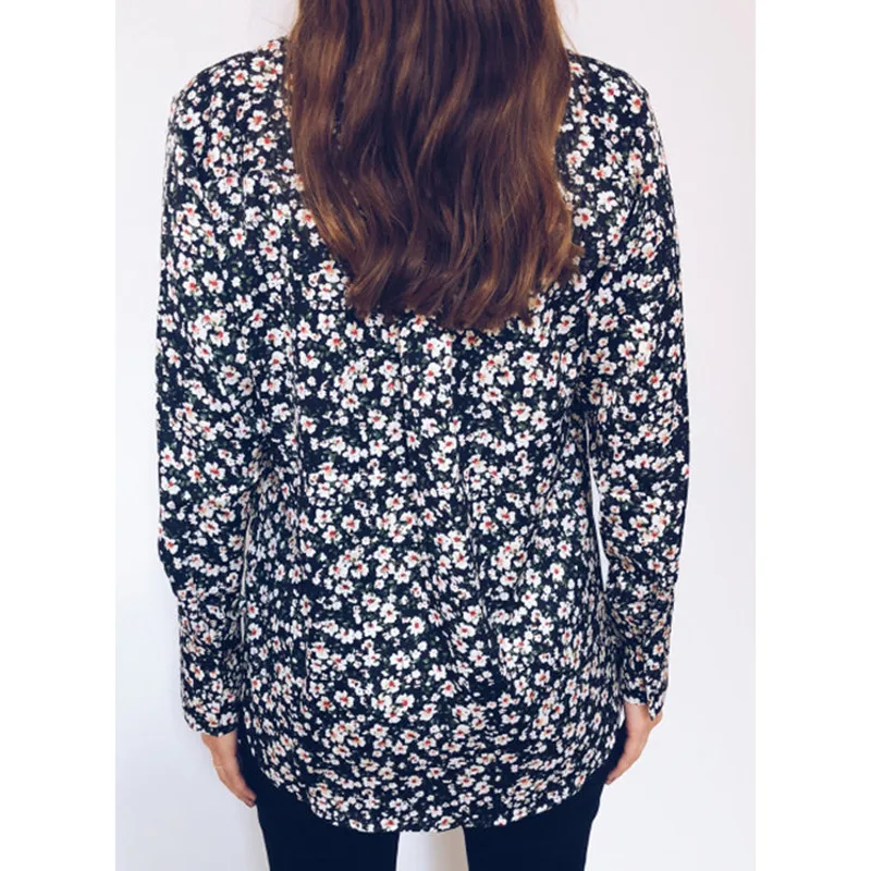 

Boho women ladies shirt blouse beach casual long sleeve Office lady Button up shirt tops Flower print holiday v neck blusas