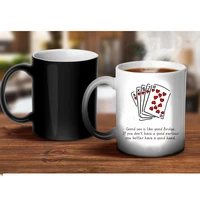 magic color changing ceramic mugs coffee cup poker playing cards funny gift ceramic magic couple mug ceramic coffee mugs magic
