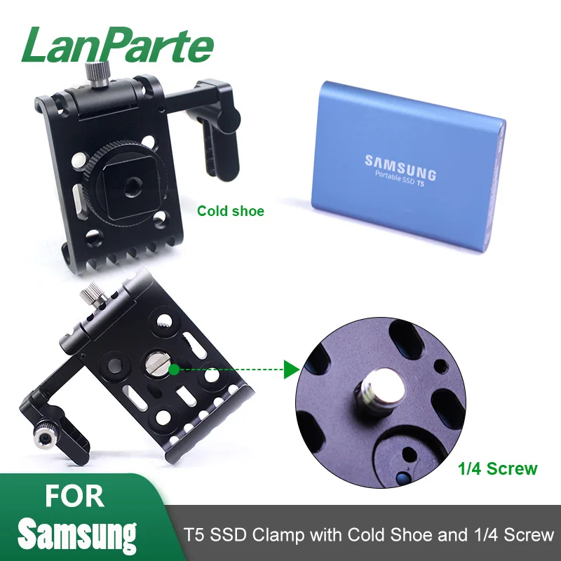 Держатель LanParte SSD для Samsung T5 держатель BMPCC 6k 4K камера с зажимом кабеля