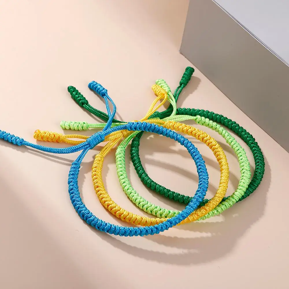 16 стилей сплошной цвет ручной работы тканый браслет из нейлоновой веревки для