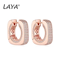 laya silver square buckle earrings 925 sterling silver classic french earring for women party wedding fine jewelry