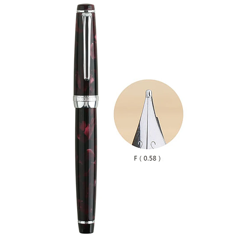 Red-0.58mm Перьевая ручка чернила полностью металлические ручки с зажимом Moonman Delike New Moon Смола перьевая ручка Иридиум дополнительный тонкий наконечник школьные офисные принадлежности - Цвет: Red-0.58mm