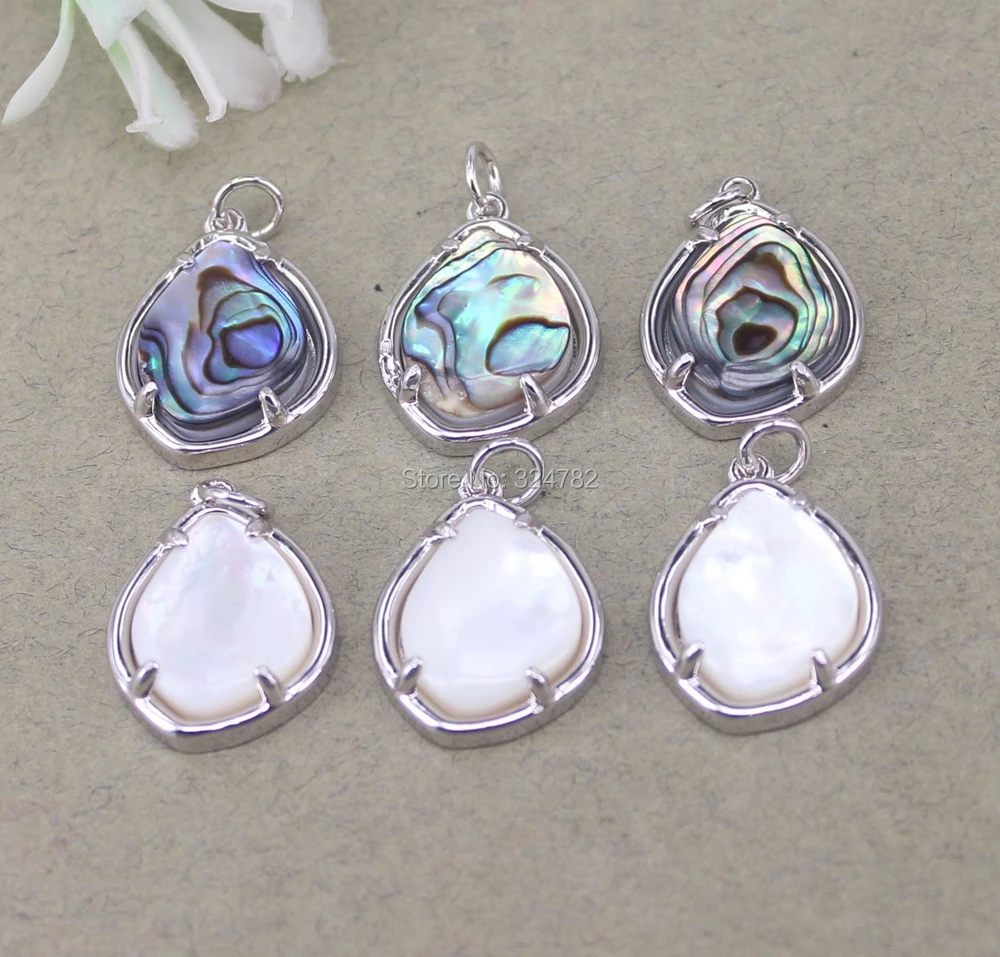 5pcs Dark Silver Gold Metal Natural Abalone Shell / Pearl Pendant For DIY Making Jewelry | Украшения и аксессуары