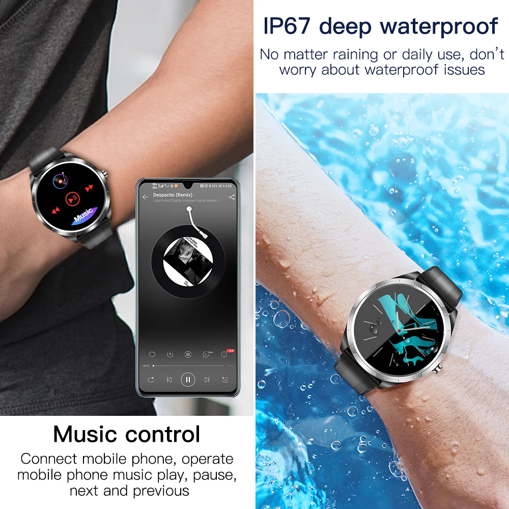 

24-hours ECG Smart Watch Men Women 1.3" Full Circle Screen IP68 Waterproof Heart Rate Blood Pressure Oxygen Fitness Smartwatch
