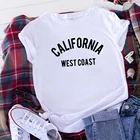 Летняя футболка California West Coast, Женская забавная футболка с коротким рукавом, женская футболка, белая футболка, Женская хлопчатобумажная рубашка