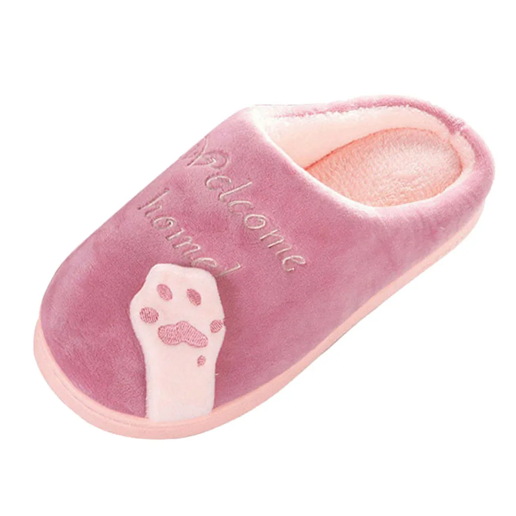 Детские зимние домашние тапочки обувь с рисунком кота Нескользящие мягкие