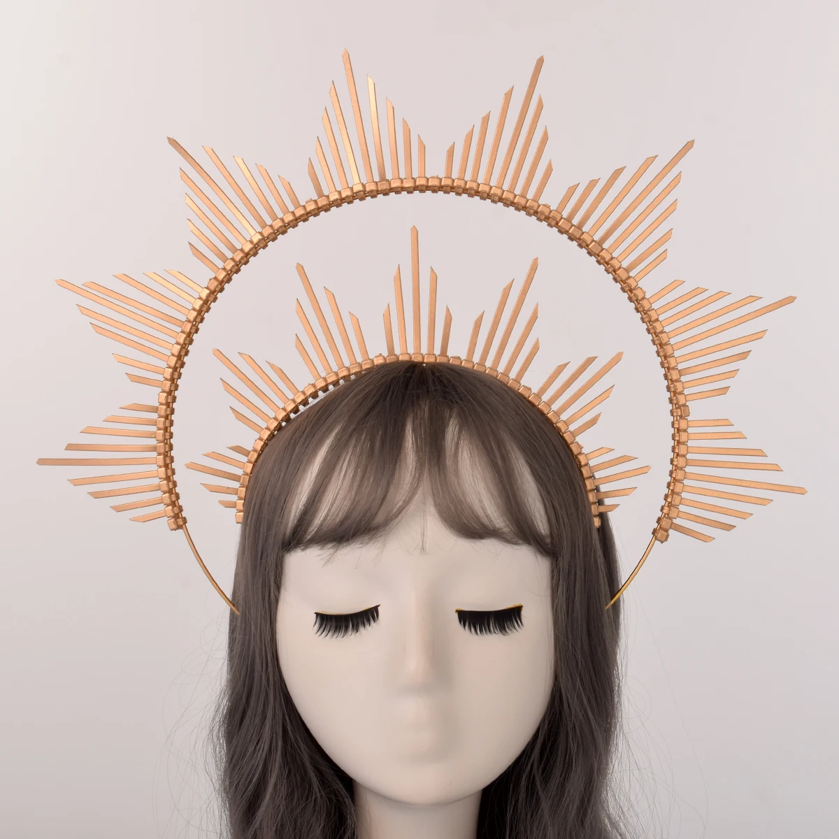 

Gold Spike Halo Crown Headpiece NYLON ZIP TIE Elf Wedding Bride Hair Band Tiara